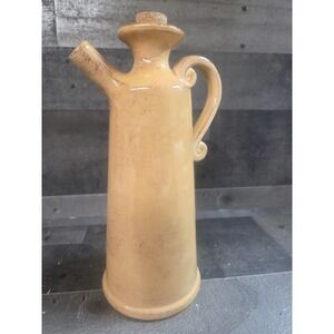 Pier 1 Toscana Gold Yellow Olive Oil Cruet Pitcher & Stopper Jar From Italy 10"T